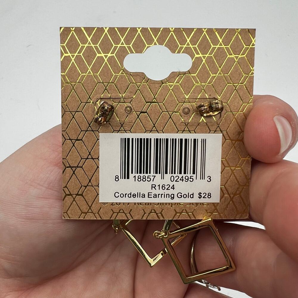 Francesca's NWT Gold Geometric Dangle Post Stud Earrings - Picture 3 of 3